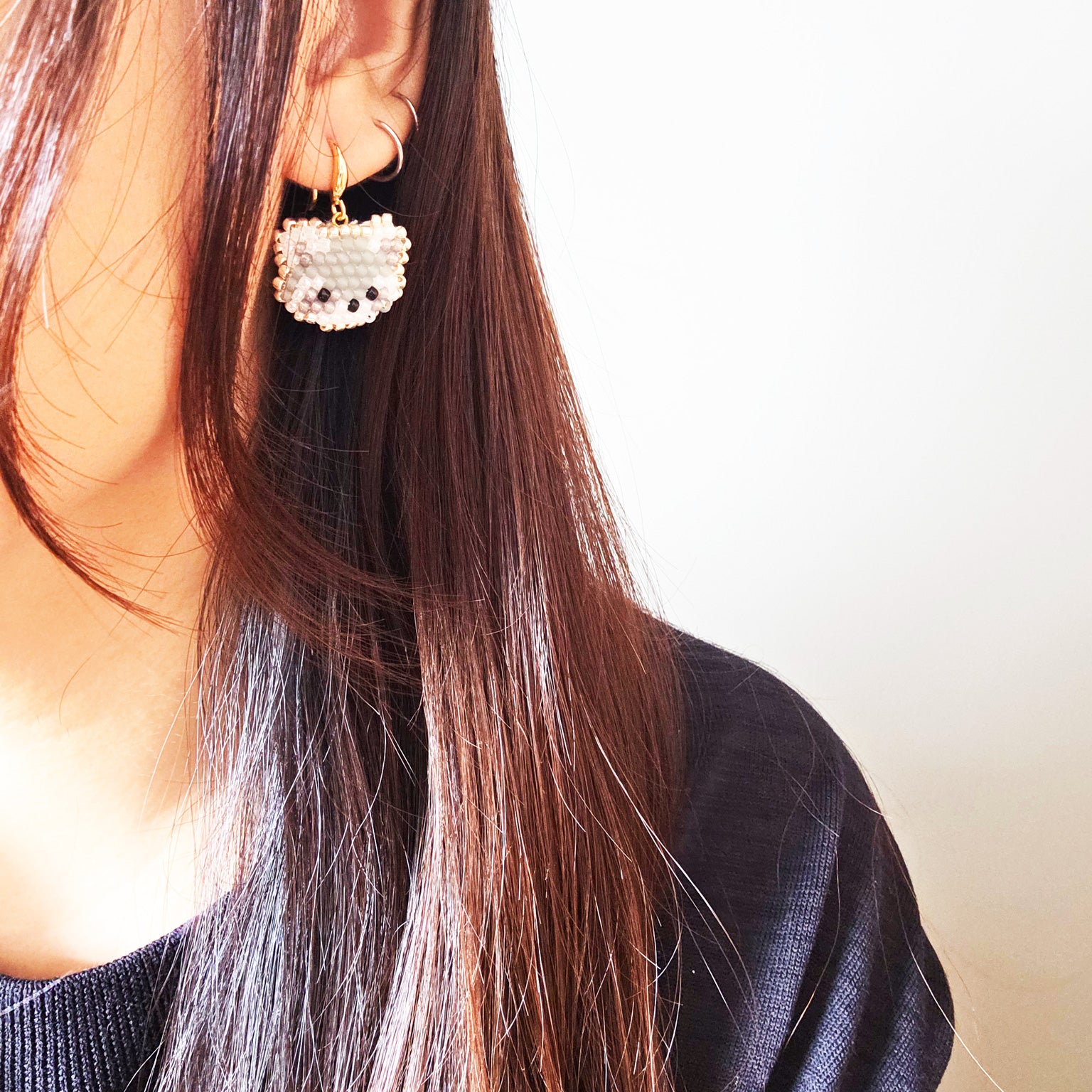 Raccoon Drop Earrings Model