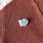 Raccoon Loaf Brooch Pin Cardigan Left