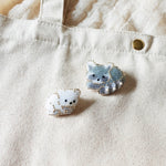 Raccoon Small White Bear Loaf Brooch Pin Bag Front