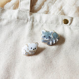 Raccoon Small White Bear Loaf Brooch Pin Bag Front