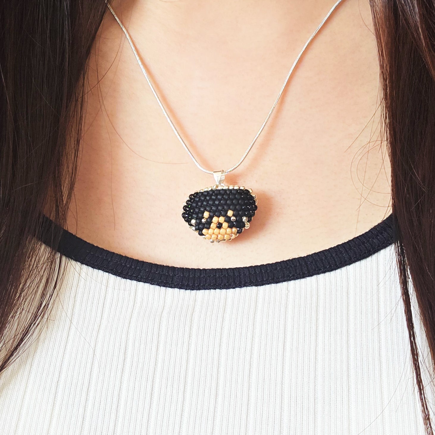 Rottweiler Necklace Model Close
