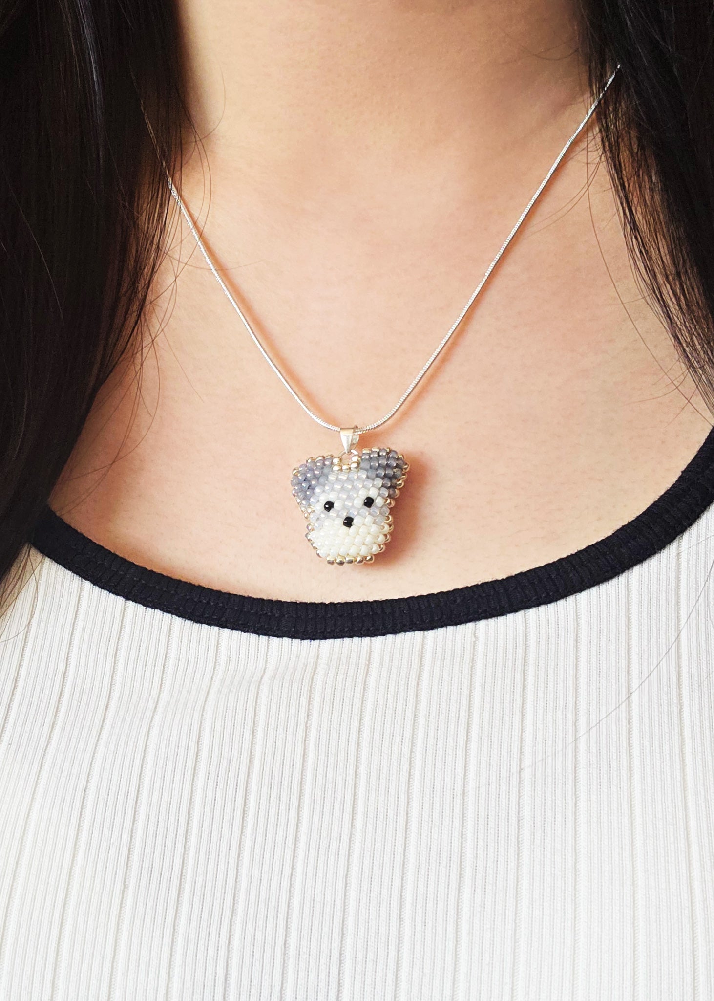 Schnauzer Necklace Model Close