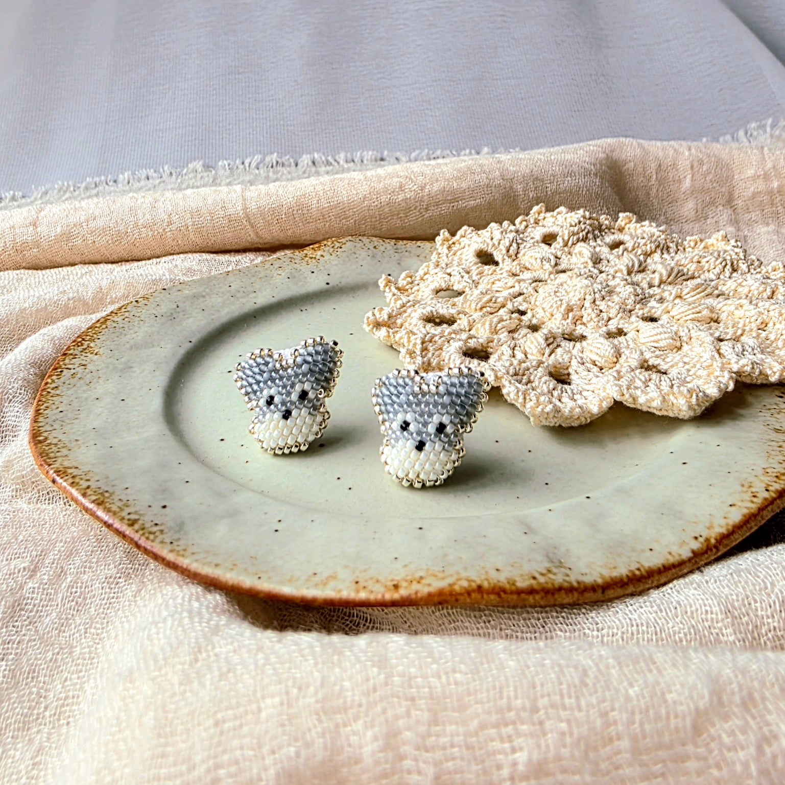 Schnauzer stud earrings front