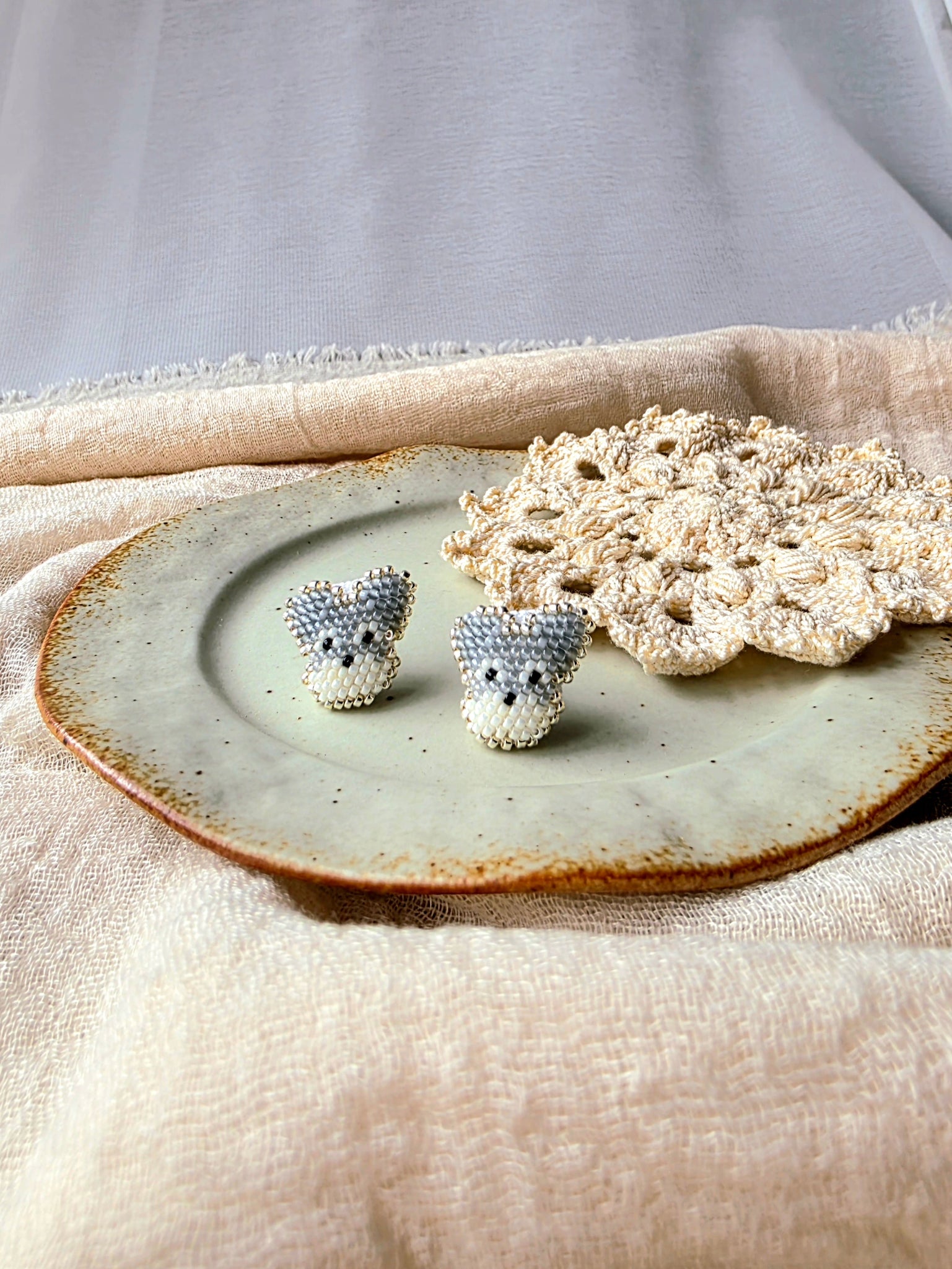 Schnauzer stud earrings front