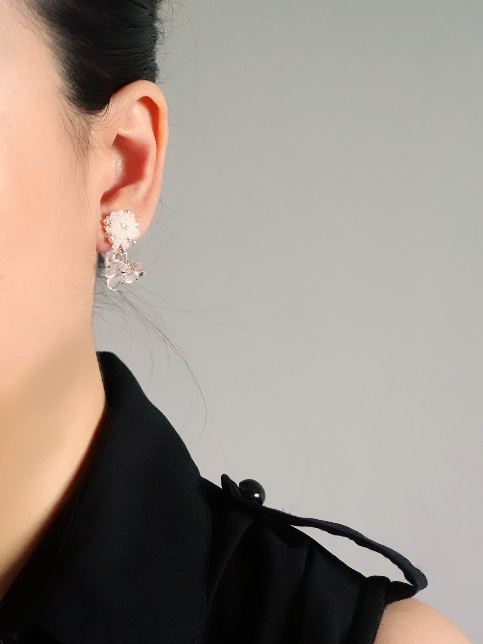 Sereia Quartz Earrings in White Model