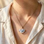 Shark necklace on model