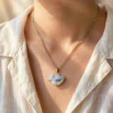 Shark necklace on model