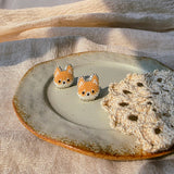 Shiba inu stud earrings front