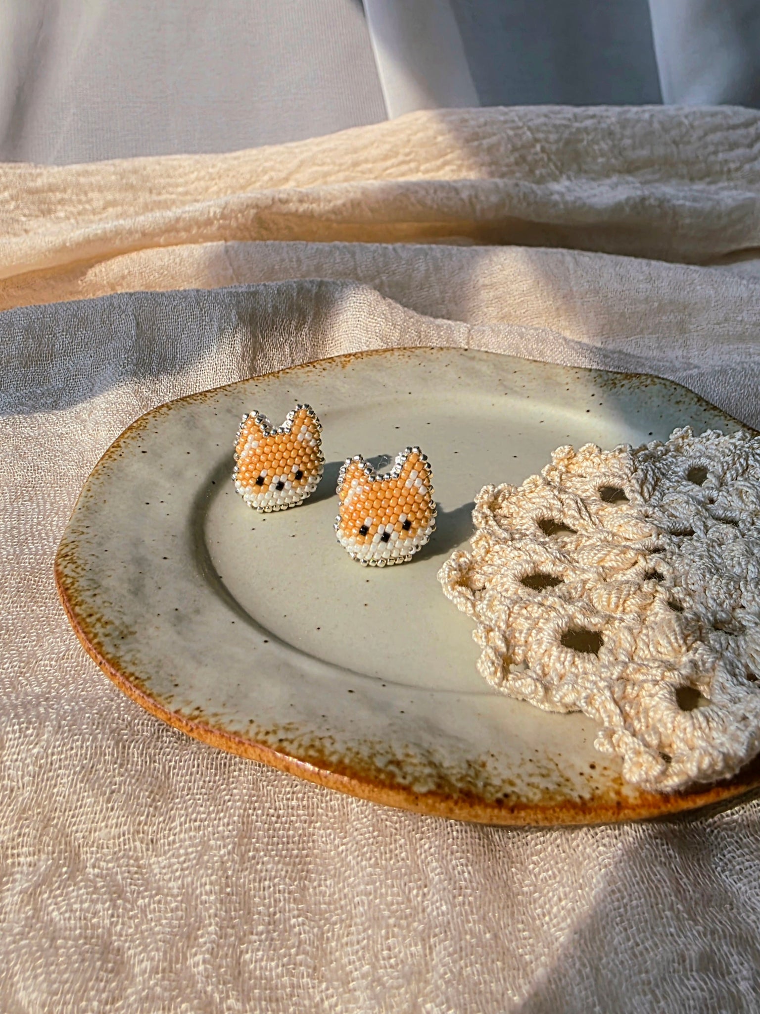 Shiba inu stud earrings front