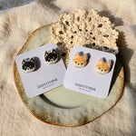 Shiba inu stud earrings on cards group