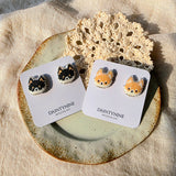 Shiba inu stud earrings on cards group