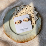 Shih tzu stud earrings on card