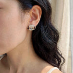 Shih tzu stud earrings on model