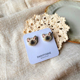 Siamese cat stud earrings on card