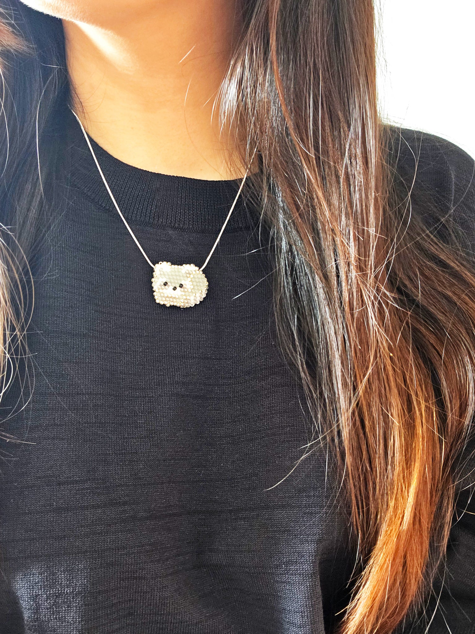 Small Raccoon Loaf Necklace Model