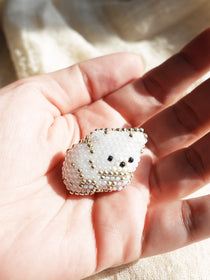 Small White Bear Loaf Brooch Pin Held