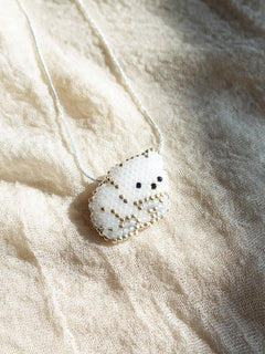 Small White Bear Loaf Necklace Left
