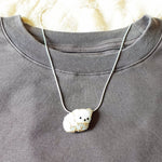 Small White Bear Loaf Necklace Shirt Front