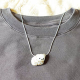 Small White Bear Loaf Necklace Shirt Front