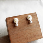 Snowball Star Dust Earrings in Pearl White Display