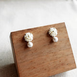 Snowball Star Dust Earrings in Pearl White Display