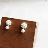 Snowball Star Dust Earrings in Pearl White Display