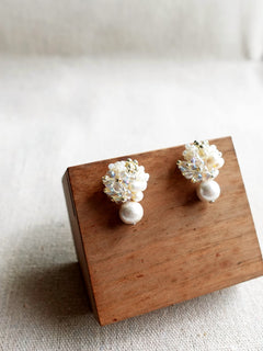 Sophia Snowball Earrings Left