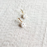 Star Dust Petite Drop Earrings in Cloud White Left Top