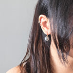 Star Dust Petite Drop Earrings in Smoke Grey Model