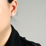 Star Dust Petite Stud Earrings in White Model New