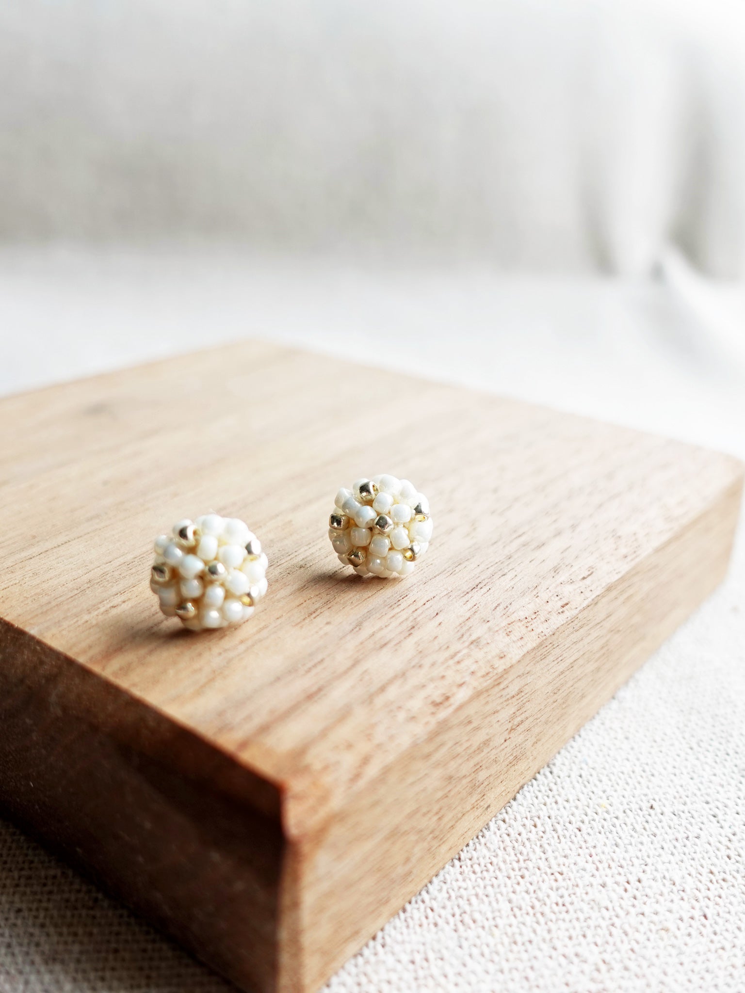 Star Dust Petite Stud Earrings in Pearl White Right