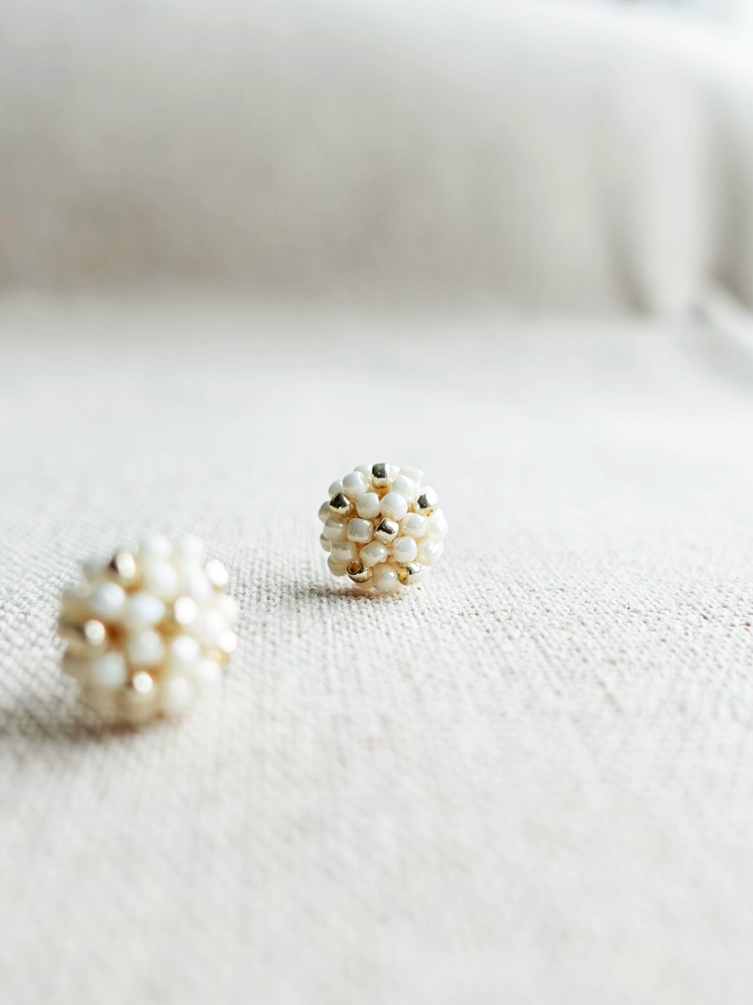 Star Dust Petite Stud Earrings in Pearl White Front