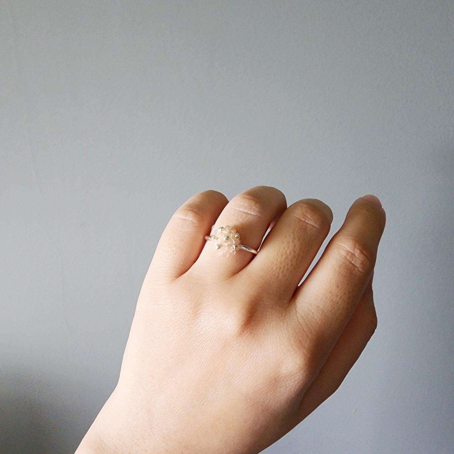 Star Dust Slim Ring in Blush Pink Model