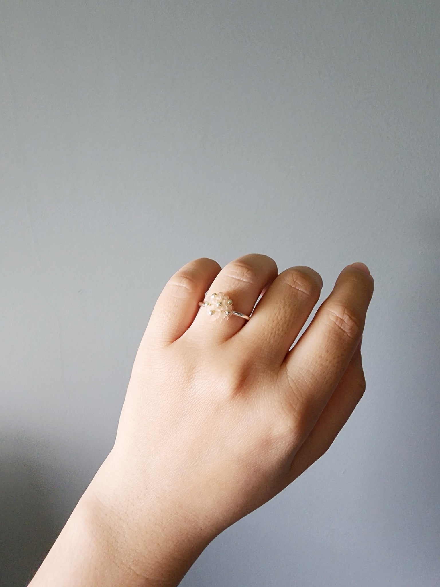 Star Dust Slim Ring in Blush Pink Model