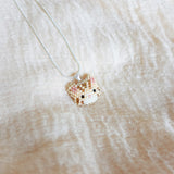 Tabby Cat Necklace in Cream Left