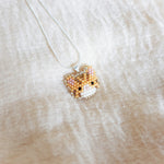 Tabby Cat Necklace in Orange Left