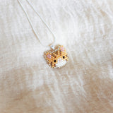 Tabby Cat Necklace in Orange Left