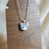 Tabby Cat Necklace in Silver Display Left