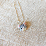 Tabby Cat Necklace in Silver Left