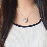 Tabby Cat Necklace in Silver Model
