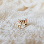 Tabby Cat Ring in Cream Left