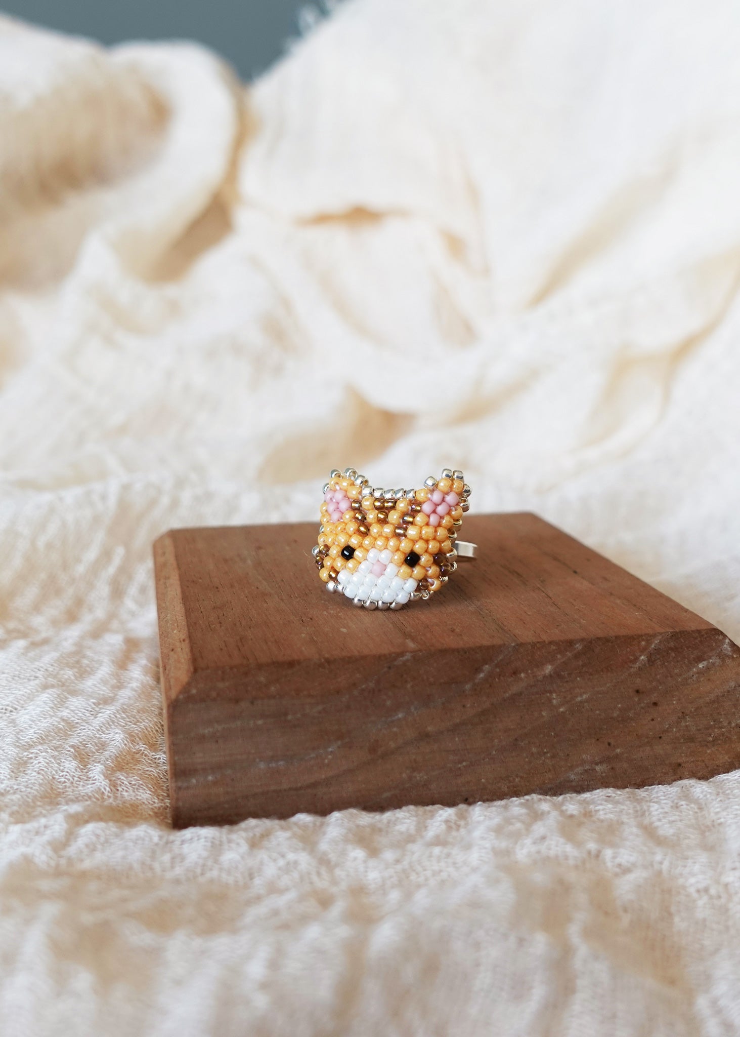 Tabby Cat Ring in Orange Display