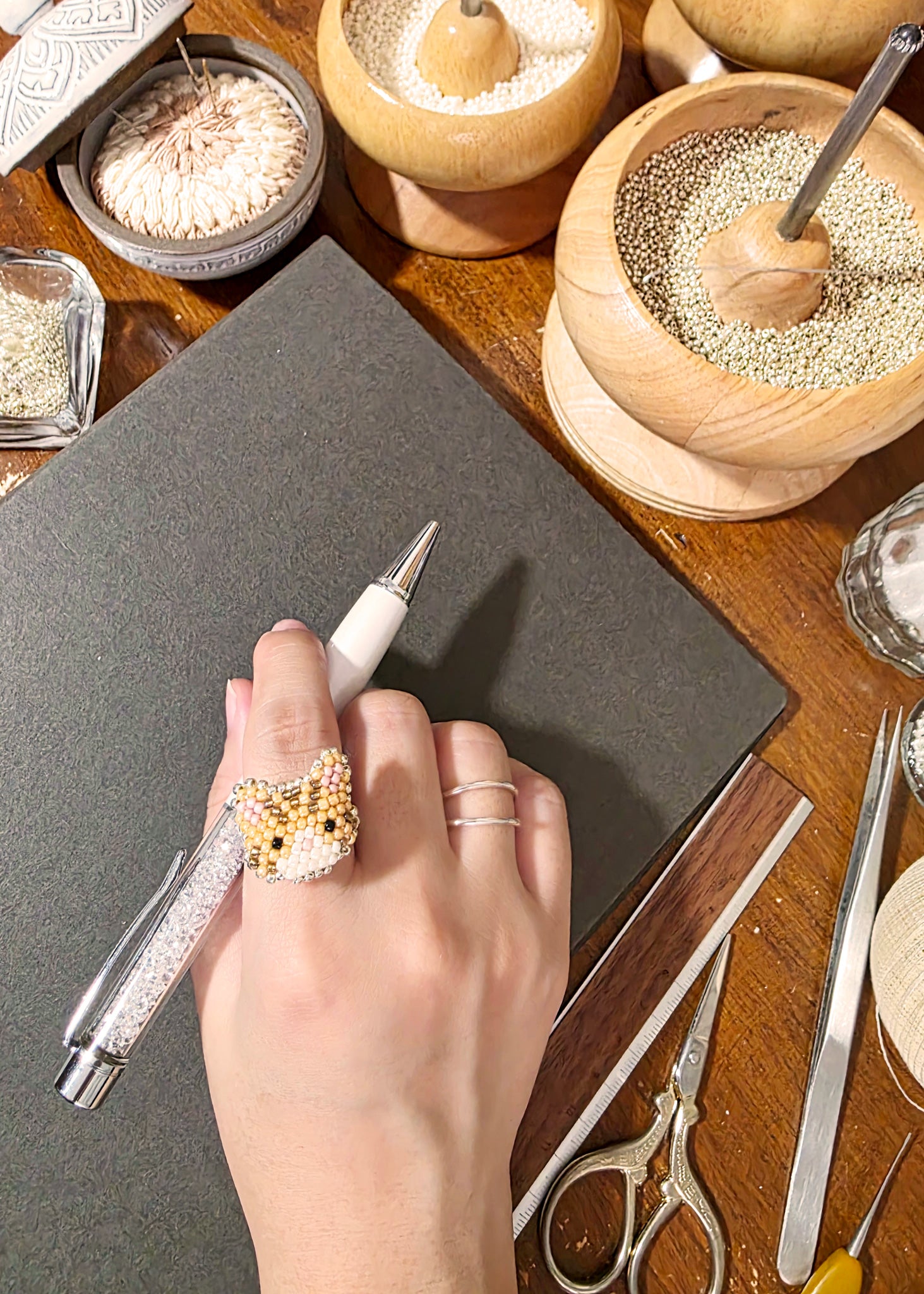 Tabby Cat Ring in Orange Hand