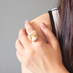 Tabby Cat Ring in Orange Model Close