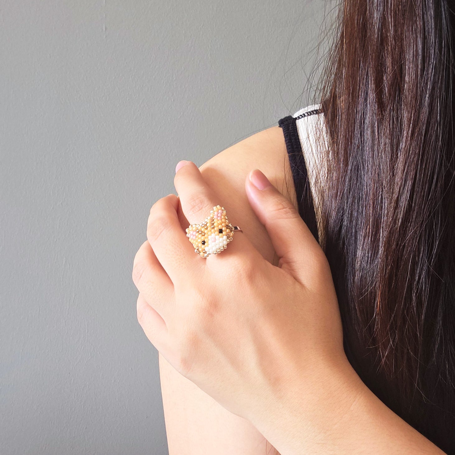 Tabby Cat Ring in Orange Model