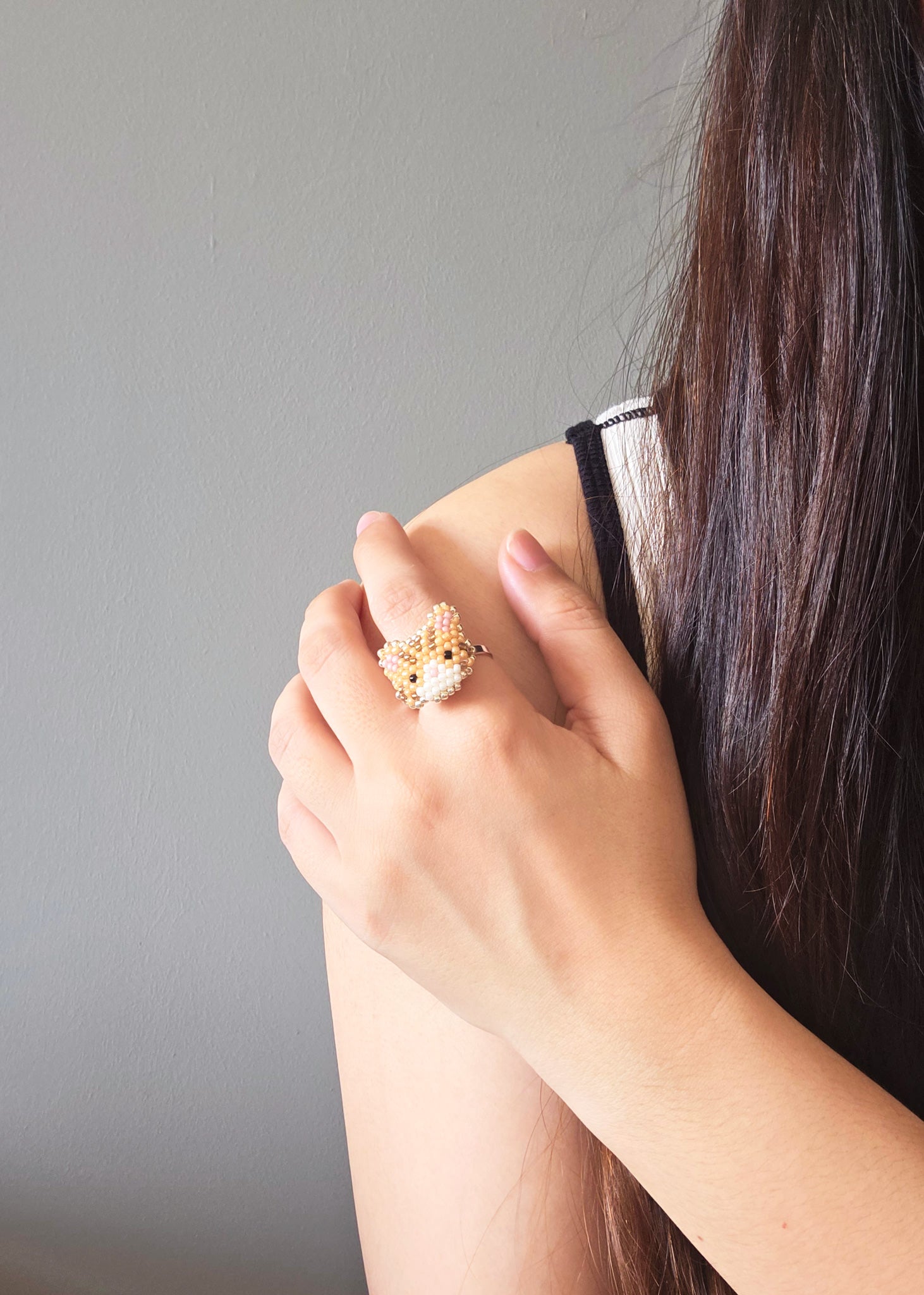 Tabby Cat Ring in Orange Model