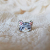 Tabby Cat Ring in Silver Front