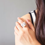 Tabby Cat Ring in Silver Model