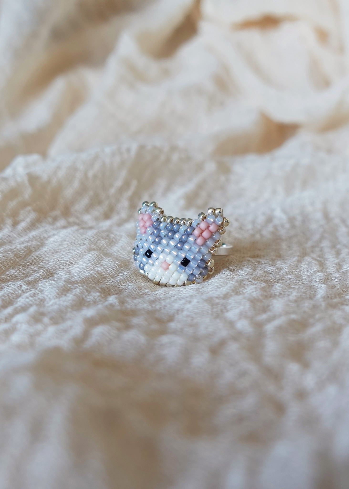 Tabby Cat Ring in Silver Right