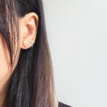 Trio Velvet Stud Earrings in Blush Pink Model